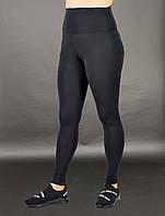Лосины женские спортивные черного цвета больших размеров с супер высокой посадкой и утяжкой живота 56