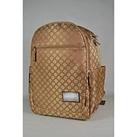 Текстильний жіночий непромокальний рюкзак середнього розміру, золотистий-бежевий
