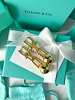 Серьги булавки в стиле Tiffany&Co. Круглые шары Hardware Розовое золото