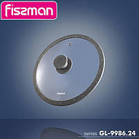 Кришка скляна Fissman ARCADES Ø24см hotdeal hotdeal hotdeal hotdeal з силіконовим ободом (сірий мармур), фото 3