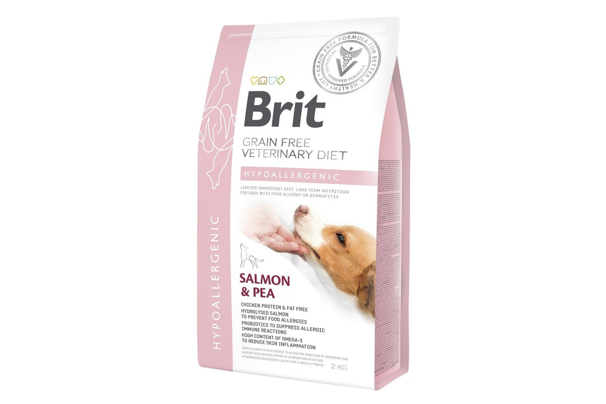 Brit GF Veterinary Diets Dog Hypoallergenic при харчовій алергії для собак, лосось, горох 2kg, фото 1