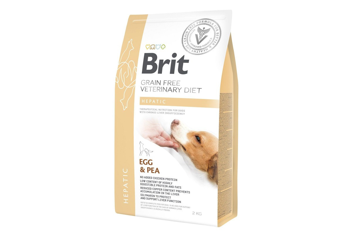 Brit GF Veterinary Diets Dog Hepatic при хворобах печінки для собак, яйця, горох, батат, гречка 2kg