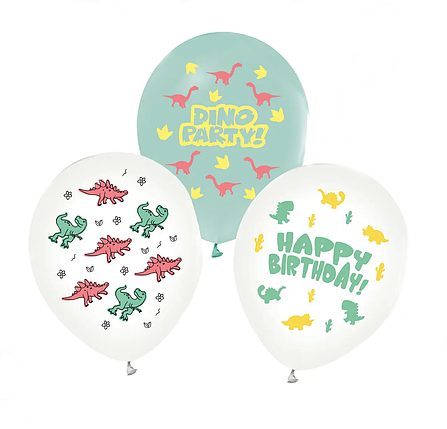 Повітряні кульки з Динозаврами Dino Party | Різнокольоровий, фото 1