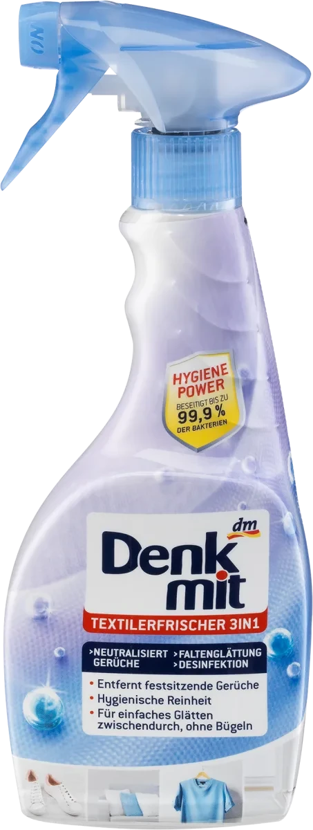 Гігієнічний освіжувач для текстилю Denkmit 3in1 Hygiene-Textilerfrischer&Faltenglatt, 500ml.