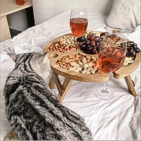 Дерев'яна менажниця 35 см винний столик таця для горіхів дерев'яний столик для фруктів таця з ніжками