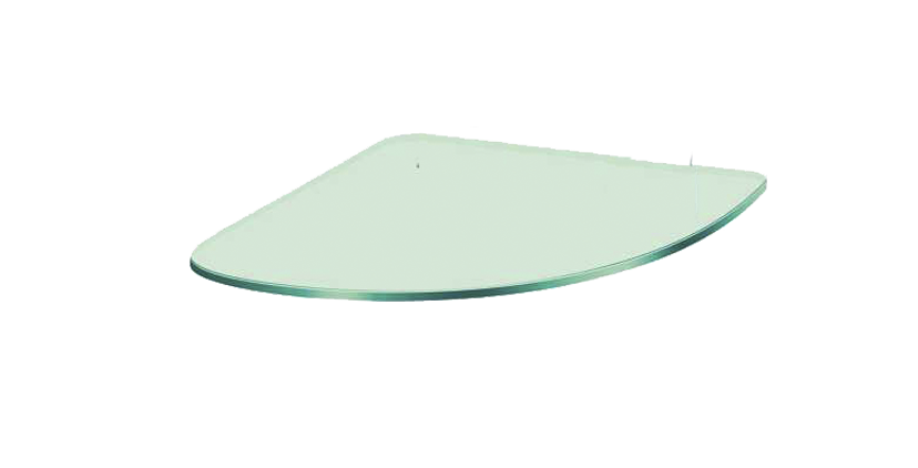 Скляна полиця у ванну настінна навісна кутова радіусна COMMUS PL20 URС(300x300х6)