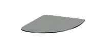 Стеклянная полочка в ванную настенная навесная угловая радиусная COMMUS PL20 URG(300x300)