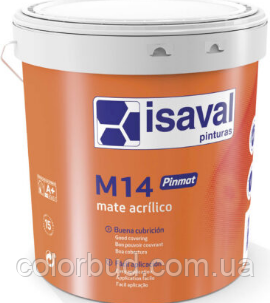 Фарба для стін та стелі водоемульсійна біла глибоко матова ISAVAL Pinmat М-14