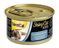 Влажный корм Shiny Cat k 70 г для кошек тунец и креветки