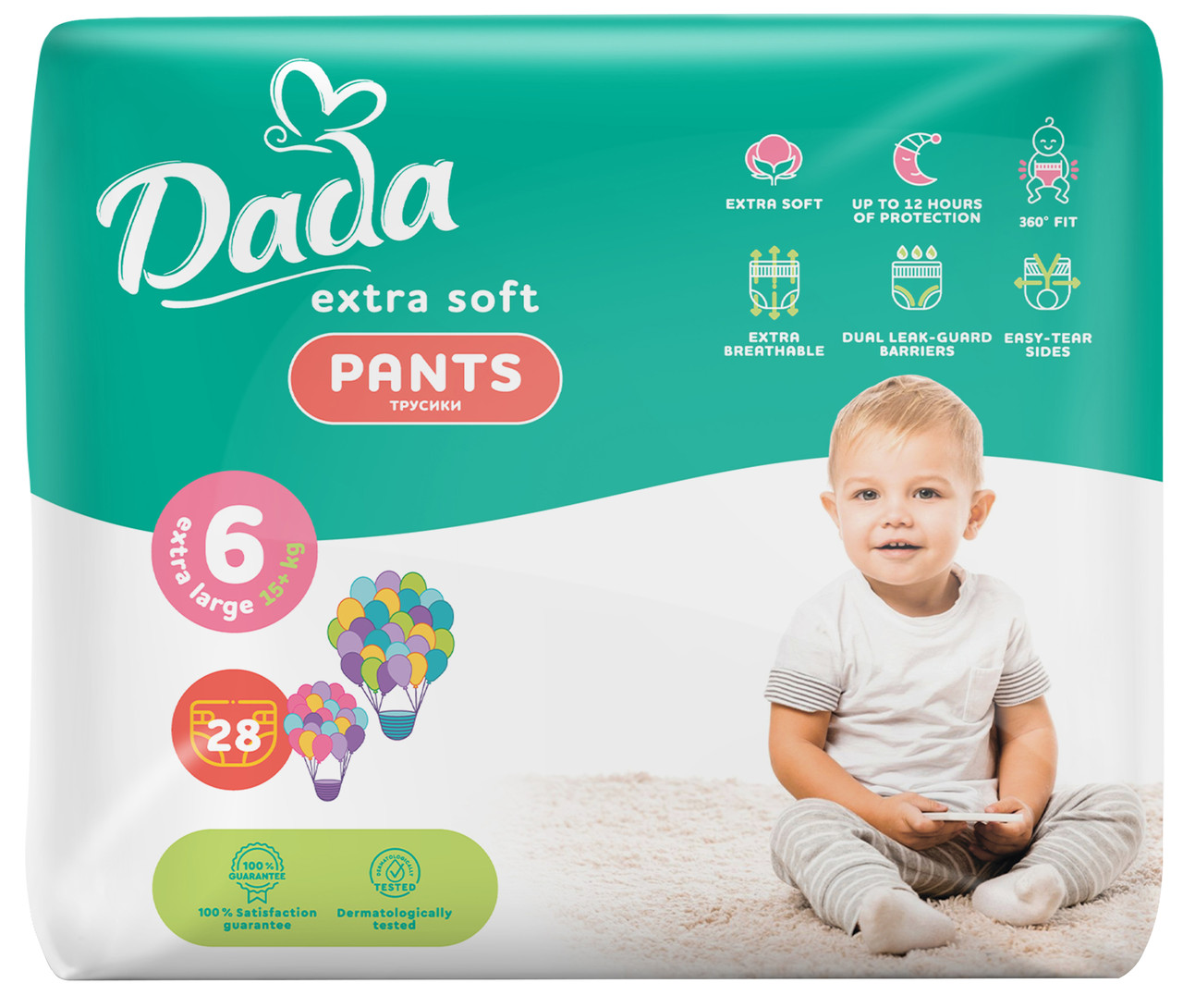 Підгузки-труси Dada Extra soft 6 EXTRA LARGE – 28 шт. / 15+ кг