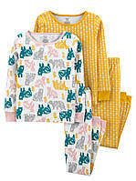 Набор пижам Картерс carters для девочки размер 7/7А с мишками и желтыми сердечками