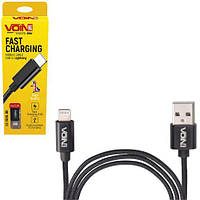 Кабель VOIN CC-1801L BK, USB - Lightning 3А, 1m, black (быстрая зарядка/передача данных) (CC-1801L