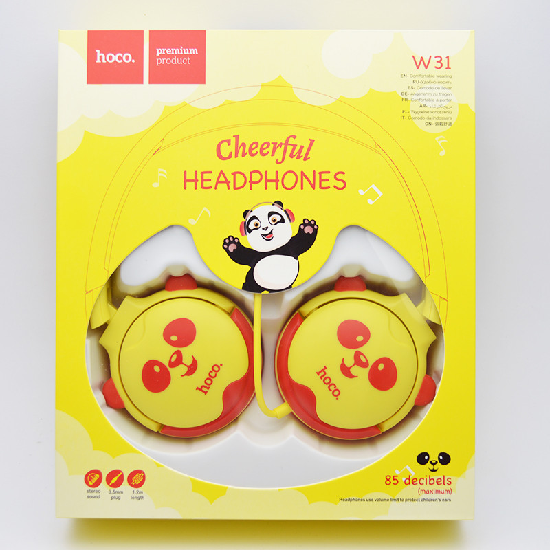 Навушники дитячі Hoco W31 Children headphones Panda Yellow