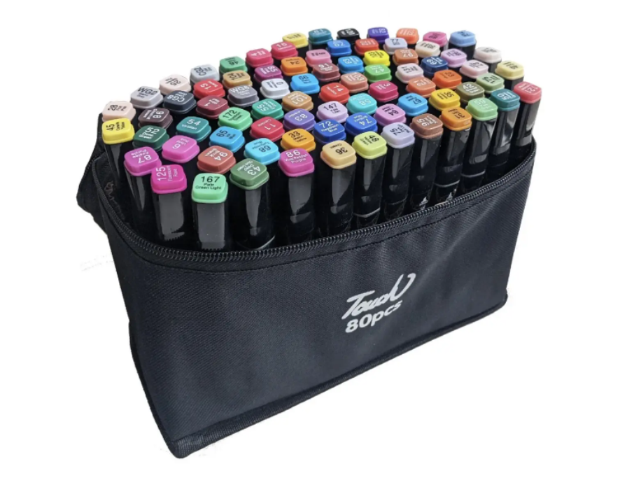 Скетч маркери 60 штук у тканинному футлярі. Набір маркерів для малювання, фото 1