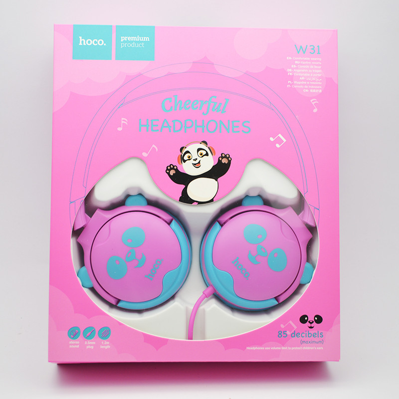 Навушники дитячі Hoco W31 Children headphones Panda Rose-Red