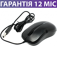 Комп'ютерна миша для ПК та ноутбука A4Tech OP-560NU чорна, USB, працює на будь-якій поверхні