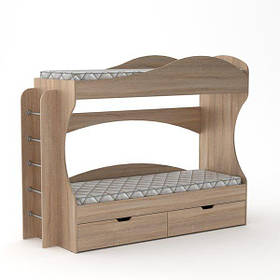 Двох'ярусне ліжко Бриз Компаніт 190х70 см лдсп дуб-сонома з двома ящиками