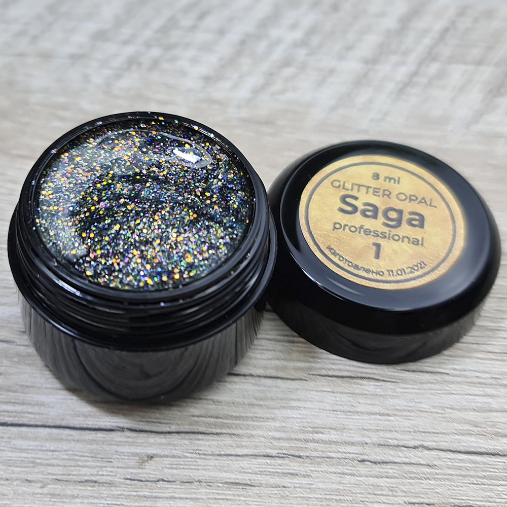 Гель глітерний для дизайну нігтівSaga Glitter Opal 01 8мл