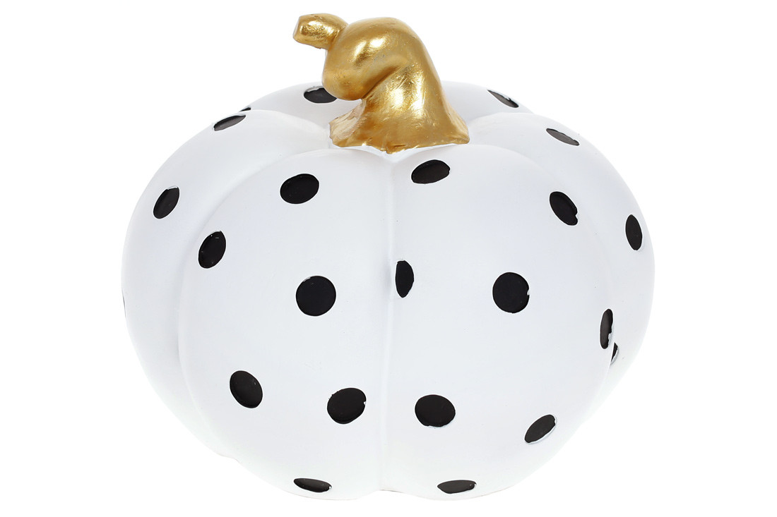 Декор, Гарбуз, з орнаментом у горошок 19*19*16 см чорно-білий із золотом (SG37-894)