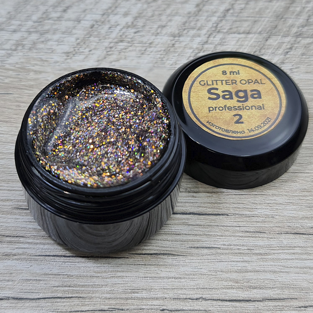 Гель глітерний для дизайну нігтівSaga Glitter Opal 02 8мл