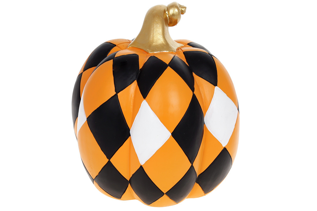 Декор, Гарбуз, з орнаментом у ромб 21*21*23 см чорно-жовтогарячо-білий (SG37-899)
