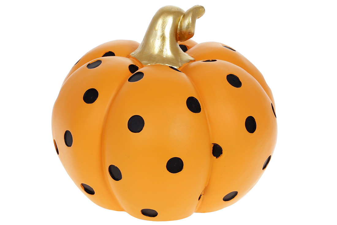 Декор, Гарбуз, з орнаментом у горошок 19*19*16 см жовтогарячо-чорний із золотом (SG37-898)