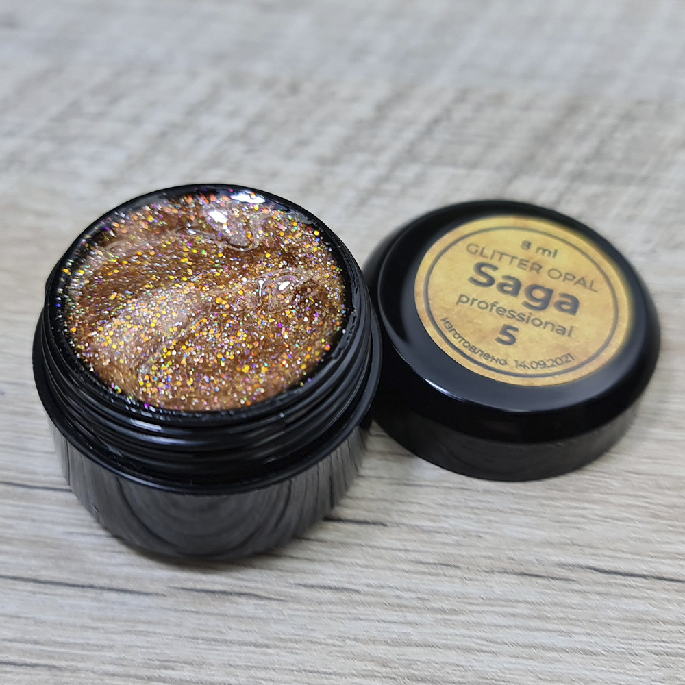 Глітерний гель для дизайну нігтів Saga Glitter Opal 05 8мл
