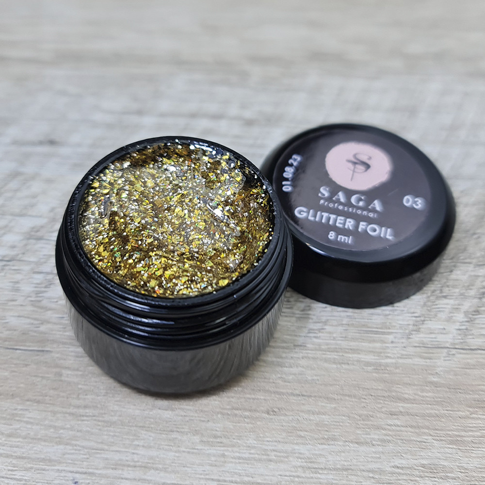 Глітерний гель для дизайну нігтів Saga Glitter Foil 03 8мл