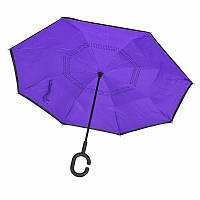 Зонт наоборот Up-Brella Фиолетовый смарт-зонт обратного сложения с эргономичной ручкой умный зонт Gold