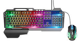 Набір ігровий (клавіатура + мишка) Hoco GM12 RGB з підсвіткою Чорний