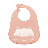 Детский нагрудник CUMENSS Cat Pink силиконовый слюнявчик с карманом для малышей (Gold_7178-26318)