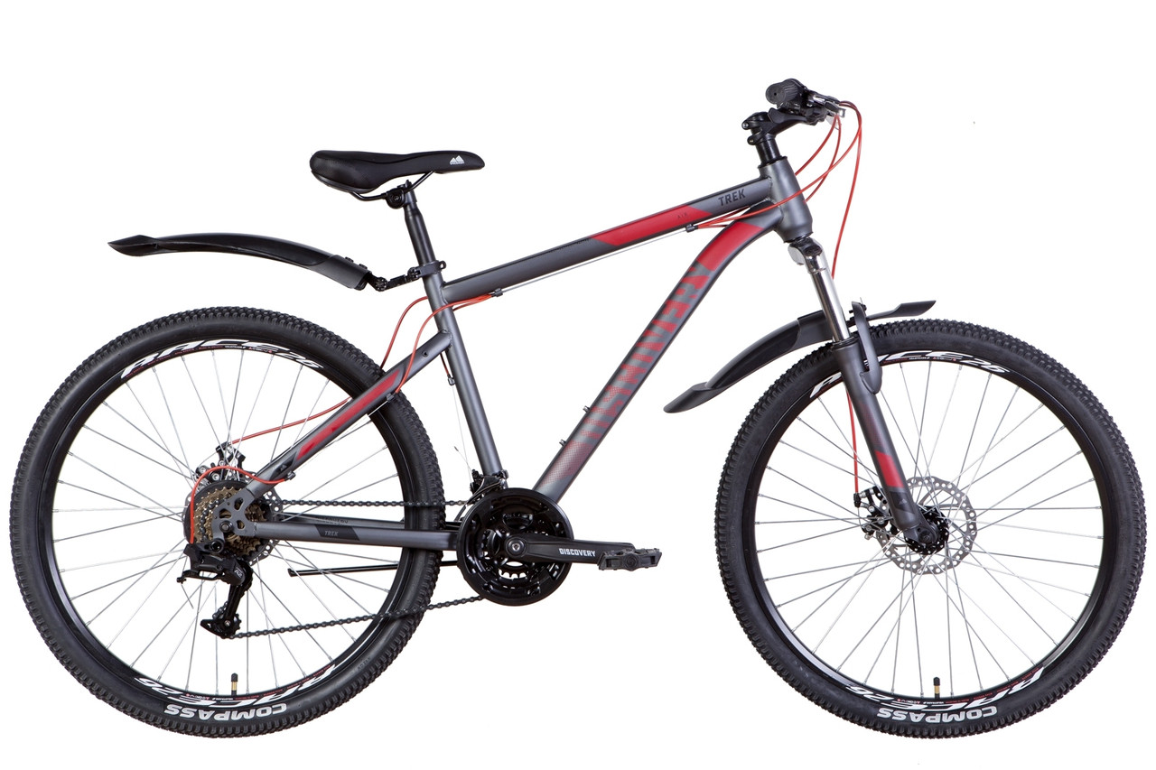 Велосипед ST 26" Discovery TREK AM DD з крилом Pl 2022 (сіро-червоний (м))