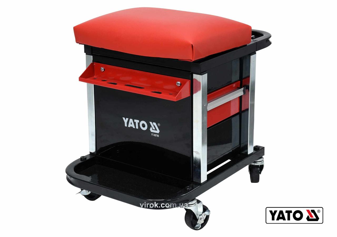 Табурет на колесах YATO с 2 шухлядами 530 x 470 x 360 мм 150 кг - фото 2 - id-p1611120176