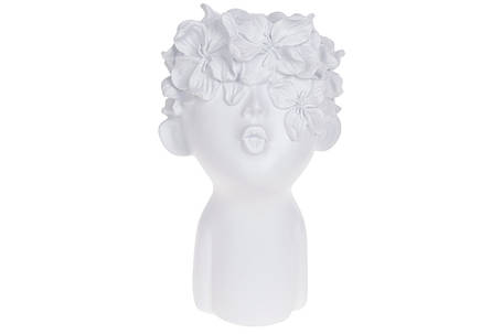 Декоративне кашпо Хлопчик у квітах, 13*11*19 см, колір — білий (457-302), фото 1