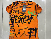 Оранжевая футболка для мальчика подростка рост 170 DOFFBI