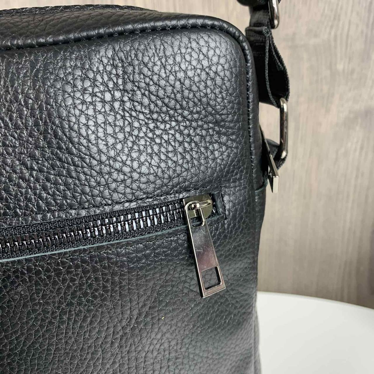 Модная мужская сумка планшетка кожаная черная, сумка-планшет из натуральной кожи барсетка - фото 6 - id-p1611144424