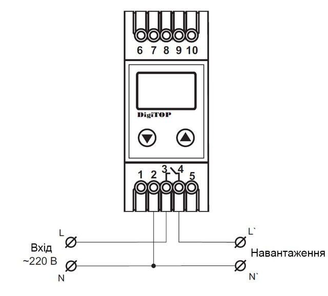 Схема підключення реле напруги VP-16A