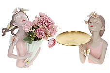 Декоративна ваза, Метелики, 20*15*32 см, колір — рожевий з м'ятою (457-315), фото 2