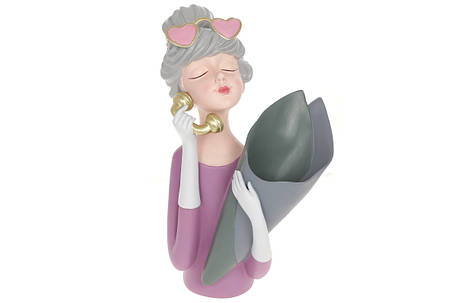 Декоративна ваза, Модниця, 13*25*38 см, колір — пурпуровий із сірим (457-317), фото 2