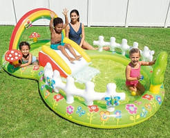 Дитячий надувний Басейн Intex ігровий центр Мій сад з гіркою та бризками об'єм 450 л 57154