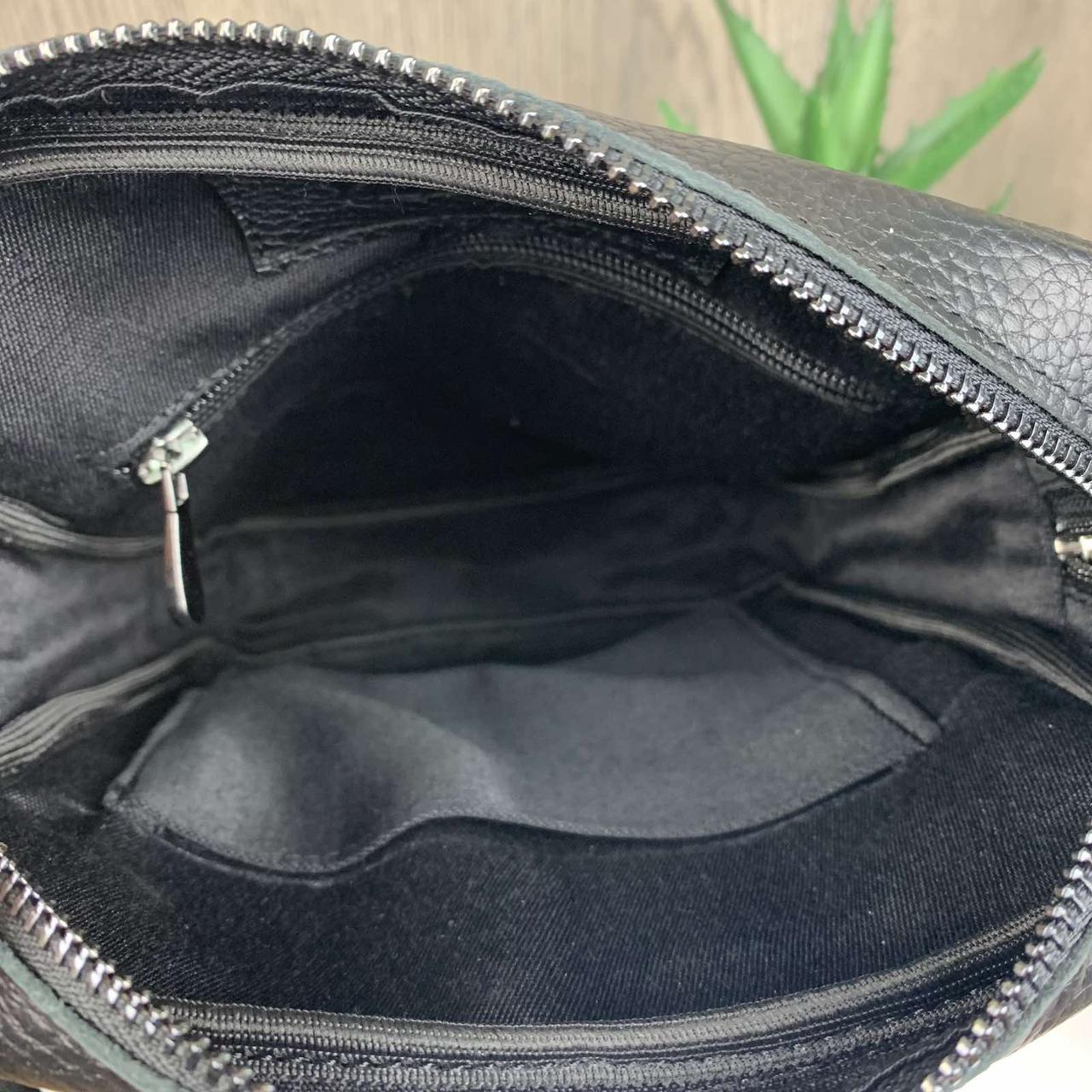 Мужская кожаная сумка барсетка + кожаный ремень + кошелек портмоне из натуральной кожи, подарочный набор 3 в 1 - фото 5 - id-p1611152916