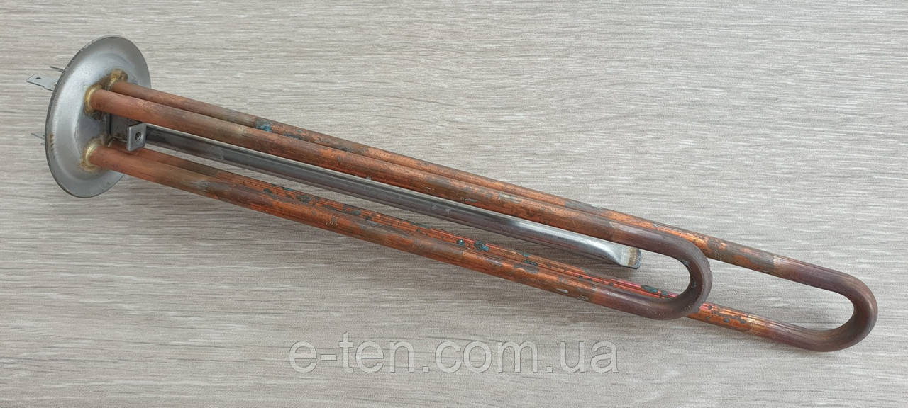 Тен МІДНИЙ до бойлерів Thermex, ATT, Electrolux 2000W (на фланці Ø63мм) / із 2 трубками під термостати (OASIS)