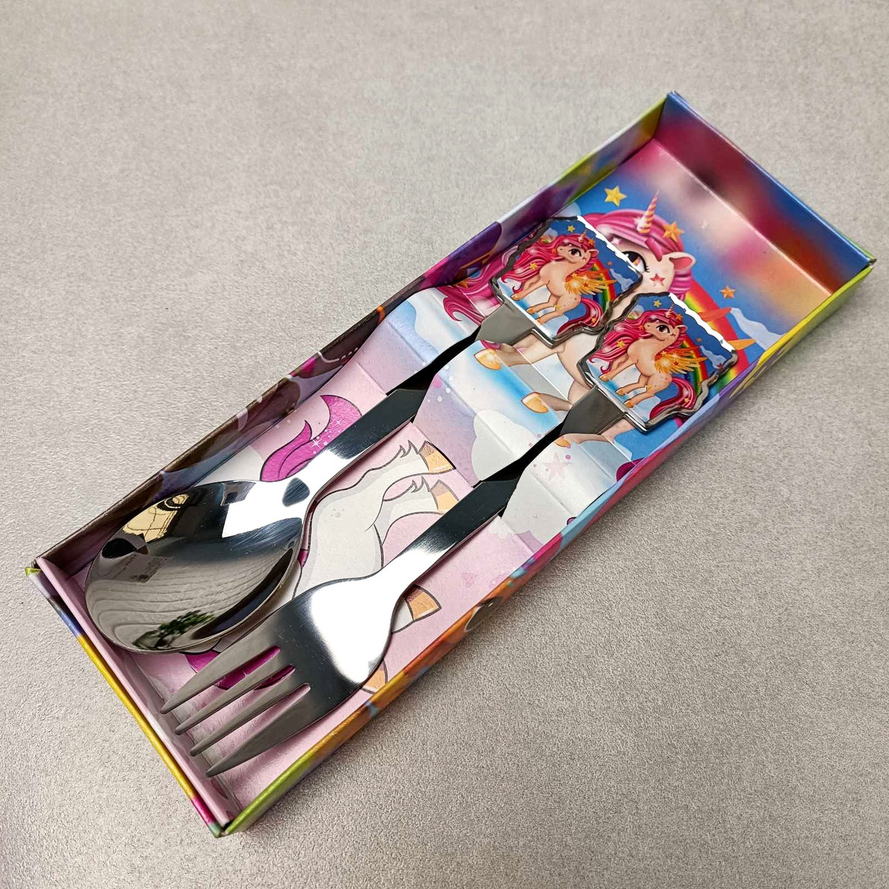 Набір дитячий ложка та вилка 2 предмета Райдужний Єдиноріг