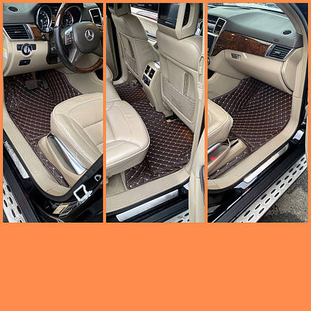 Комплект килимків з екошкіри для Mercedes GL X166, на 5/7 місць, фото 2
