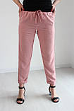 Штани жіночі льон жатка стрейчеві на літо рожеві, фото 2