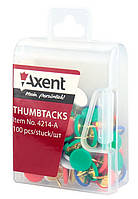 Кнопки канцелярские 100шт., цветные в пластиковом боксе Axent