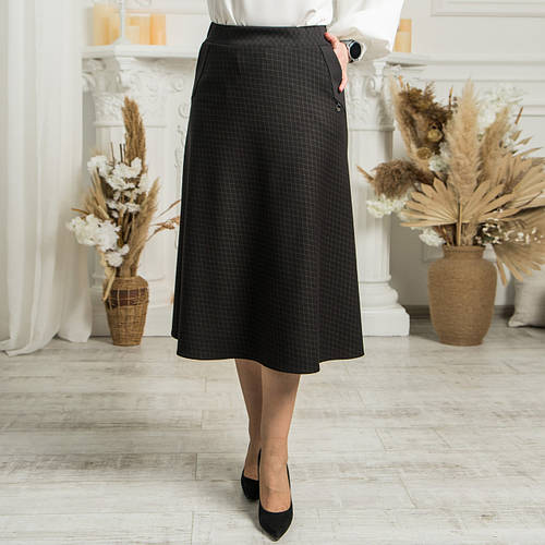 Купить Юбка женская трапеция "Фенди". Цвет черный. Принт-ромб. Размеры ...