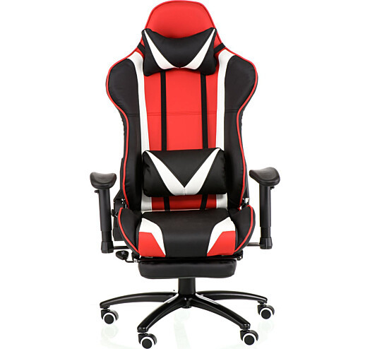 Раскладное кресло геймера с подножником ExtrеmеRacе black/red/white with footrеst черно-красно-белый кожзам - фото 3 - id-p1611275903
