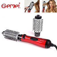 Фен браш "Gemei" GM-4827 с вращением, Красная расческа фен стайлер для волос, щетка (фен щітка) (TO)