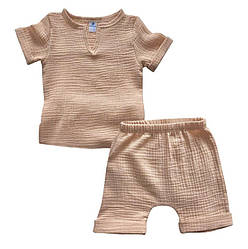 Мусліновий комплект-двійка - топ і шорти - Капучіно Minikin